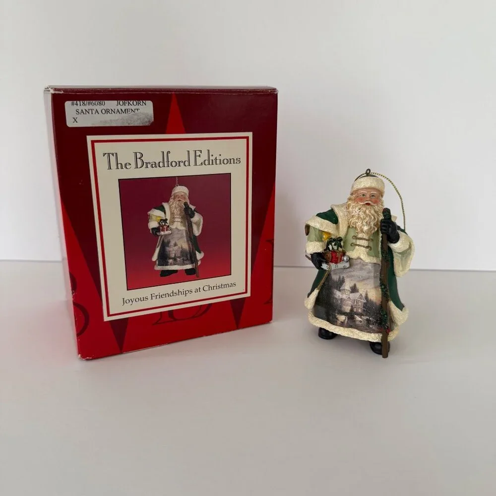 Bradford Editions Joyous Friendships At Christmas Santa Ornament Hand-Painted Co